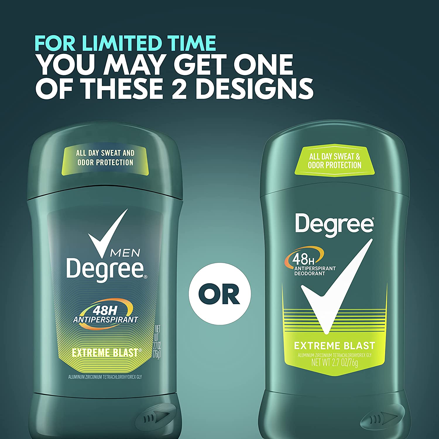 Degree Men Original Protection Antiperspirant Deodorant 48-Hour Sweat & Odor Protection Extreme Blast Antiperspirant For Men 2.7 oz, Twin Pack - Image 3